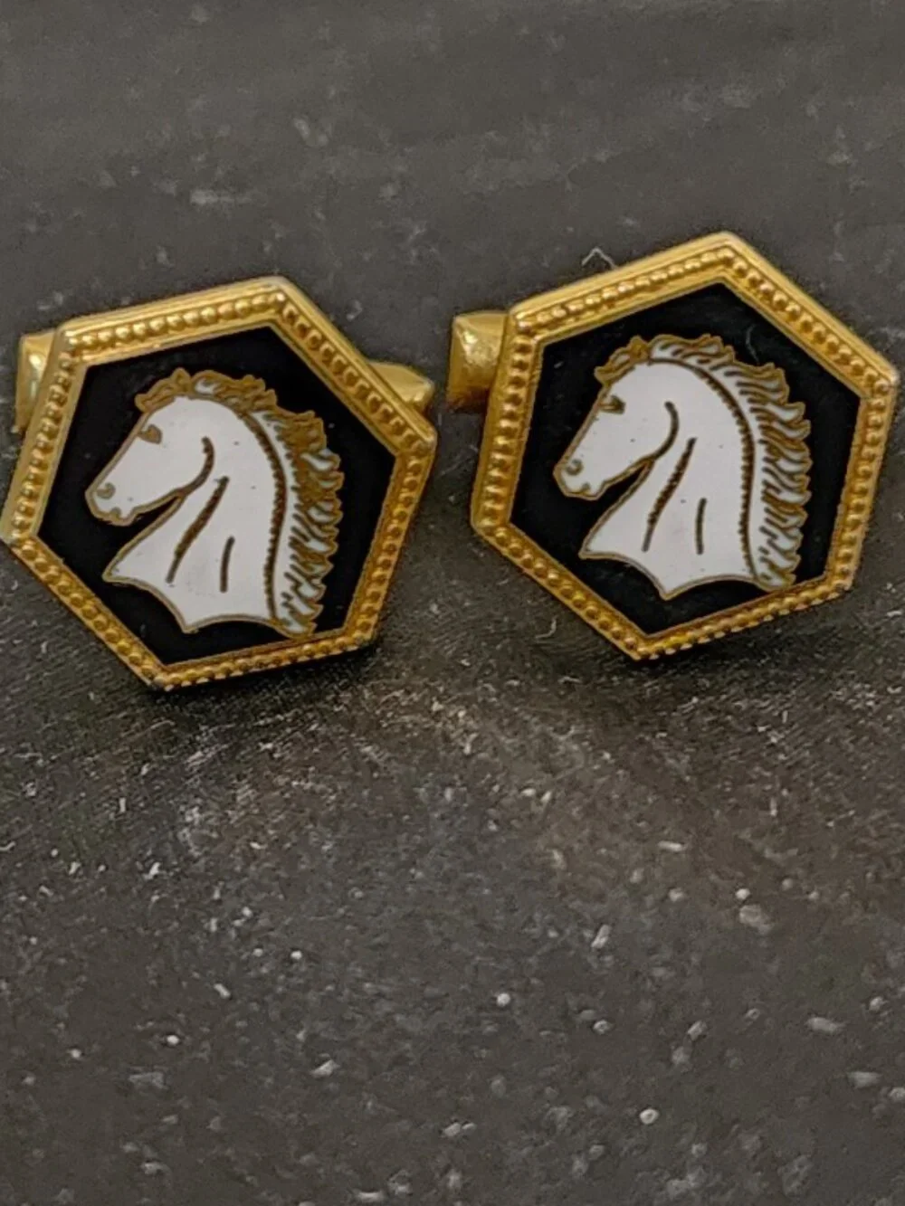 Vintage Gold Tone Horse Head Cufflinks - Swank with Patent Number